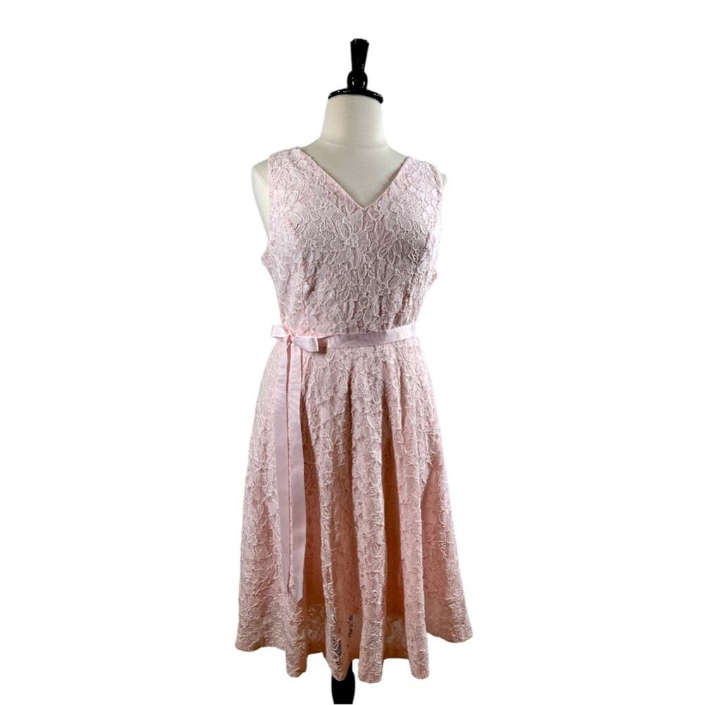 Lane Bryant NEW Fit Flare Pink Lace Midi Dress V-neck A-line Women’s Plus 18